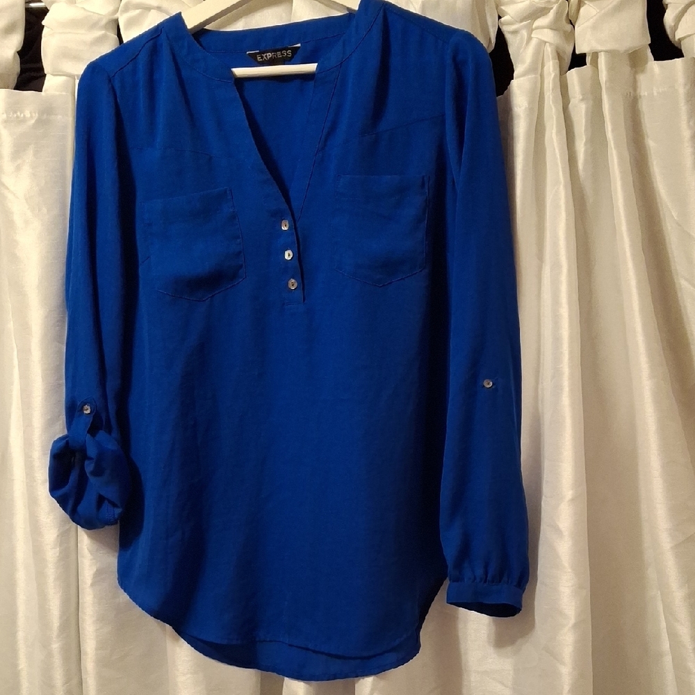 Express Women's Vibrant Blue Blouse S